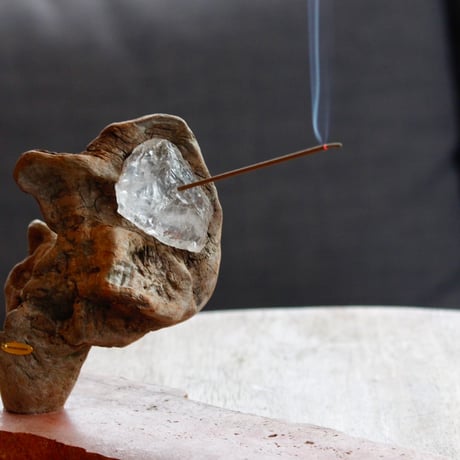 Driftwood×Crystal incense holder#A