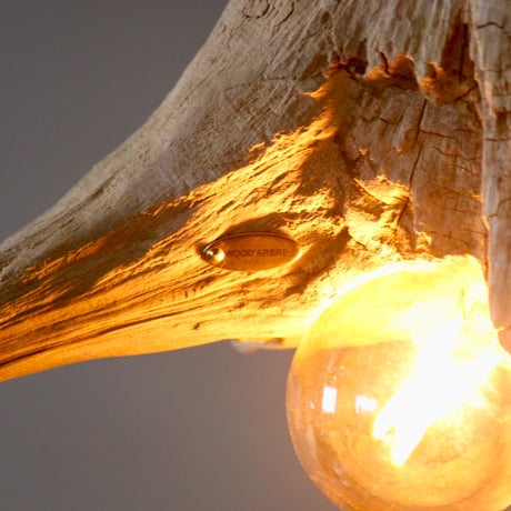 W bulb 3hornes Driftwood pendant light
