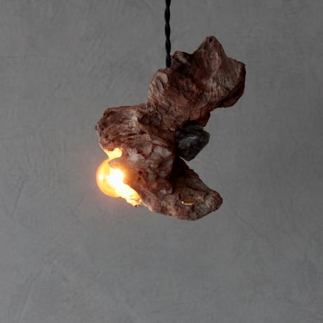 Driftwood×鉱物　Rainbow stone pendant light