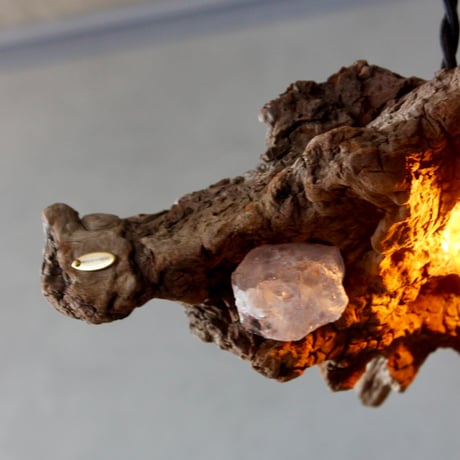 Driftwood×鉱物　Crystal pendant light