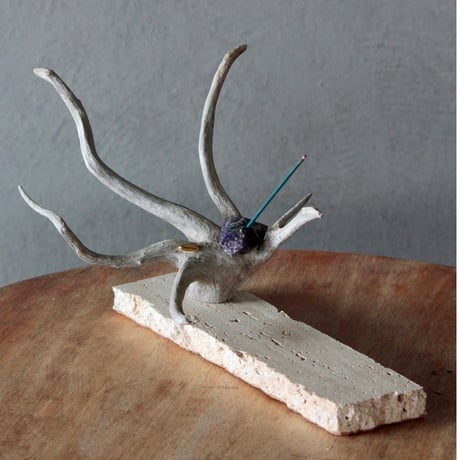 incense holder palm driftwood×amethyst