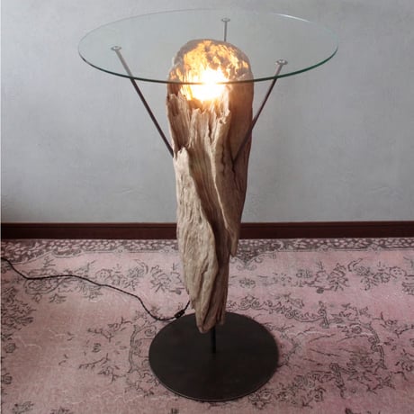Driftwood×Iron Glass Hight Table