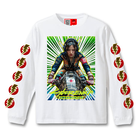 「雷音こずえのブンブン鬼愛雷駄亞」Long Sleeve T-Shirts (WHITE)