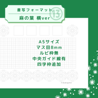 DL：書写フォーマット【麻の葉】横ver ⑬／マス目8mm／ルビ枠無／中央ガイド線有／四字枠追加