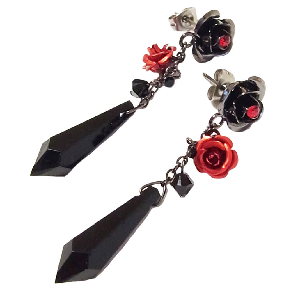 丸ごとツートン薔薇♡ゴシック系 薔薇ビジューピアス/イヤリング☆