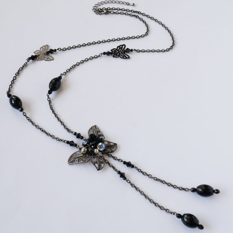 ブラックメタル 十字架 ネックレス ロザリオ ブラックメタル 十字架