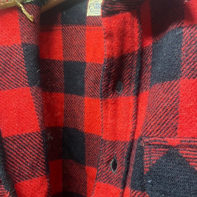 40s vintage ROOMY RICHARD チェック ネルシャツ マチ付 SS008