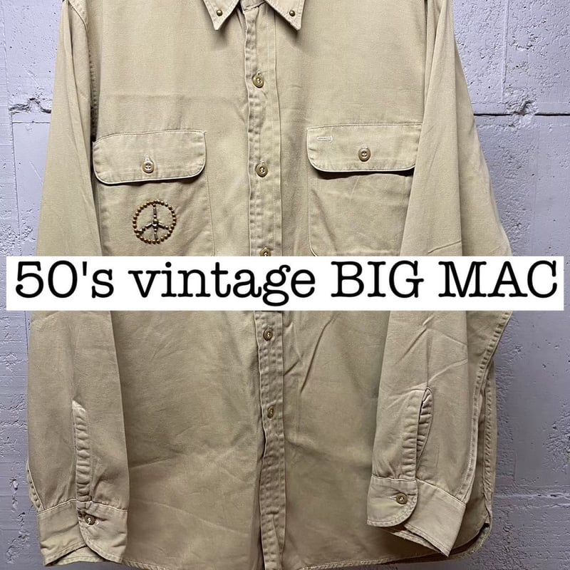 50s vintage BIG MAC マチ付き ワークシャツ スタッズリメイク