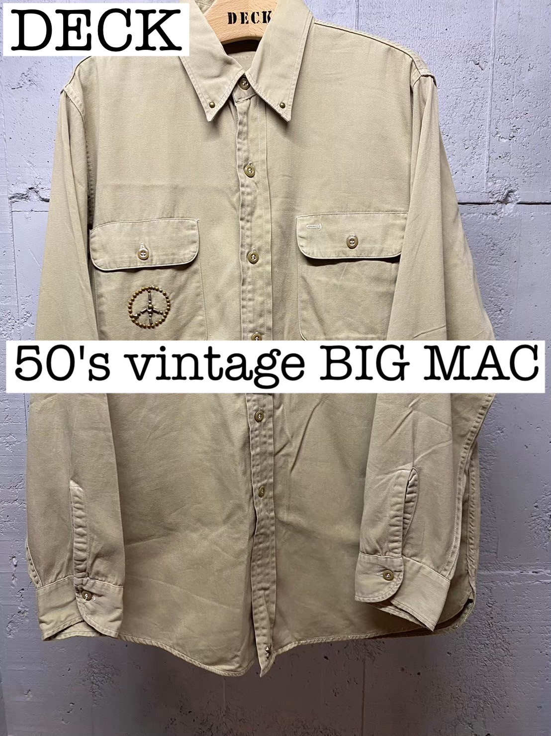 50s vintage BIG MAC マチ付き ワークシャツ スタッズリメイク
