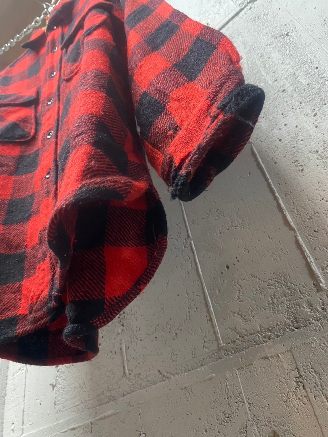 40s vintage ROOMY RICHARD チェック ネルシャツ マチ付 SS008