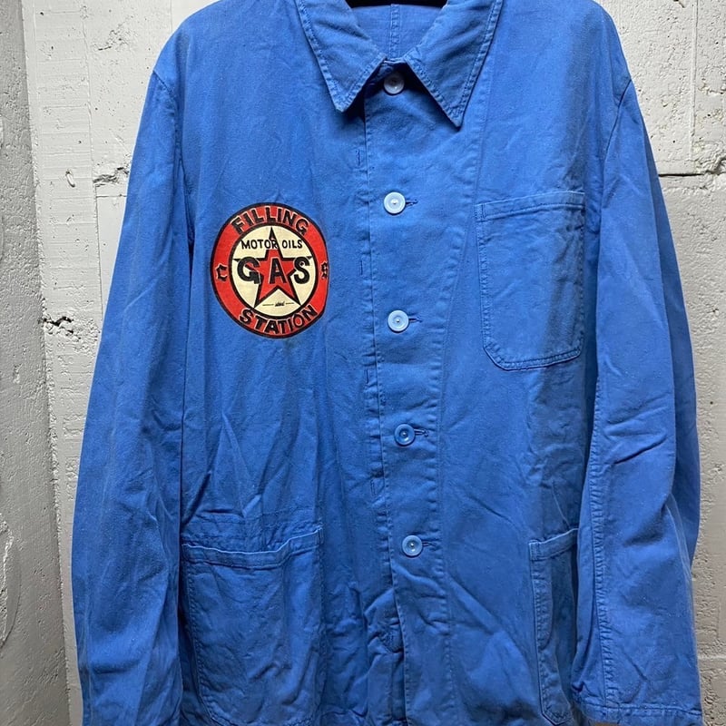 50s vintage プリント ワークジャケット カバーオール チェンジボタン