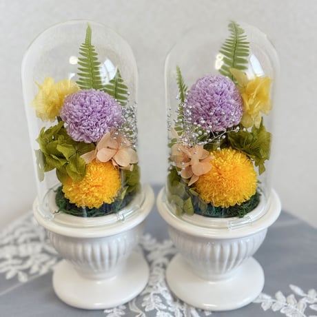 仏花プリザーブドフラワーアレンジ　お供え花一対　　　 花器付き 仏花プリザーブドフラワーアレンジ　お供え花一対　　　 花器付き