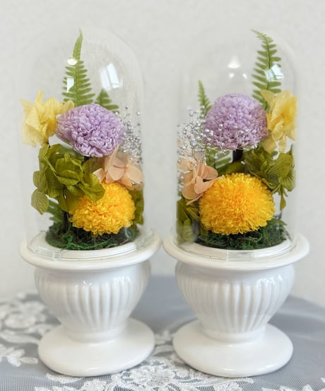 仏花　お供え花　一対セット〈山吹色・藤紫色〉