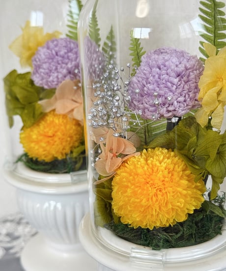 仏花　お供え花　一対セット〈山吹色・藤紫色〉