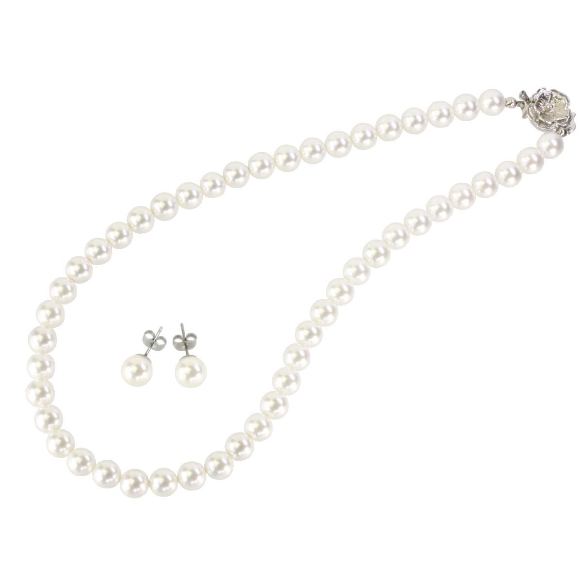 天然 高級 真珠 貝パール 8mm珠 ネックレス 2点セット ケース | マサシ