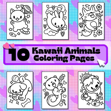 10 Kawaii Animals ぬりえ