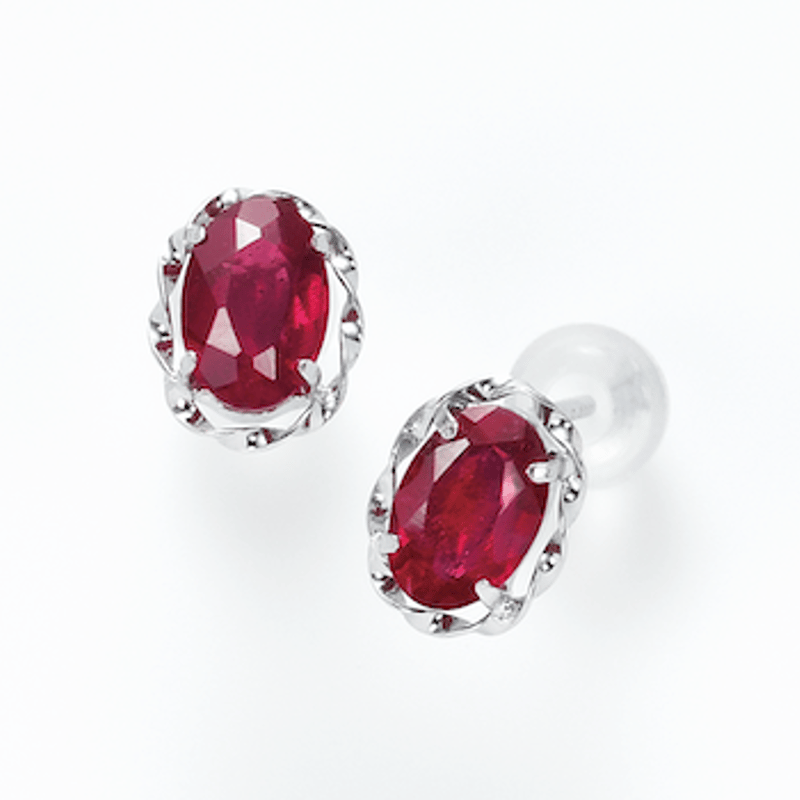 PT ルビー ピアス R:0.69ct D:0.16ct