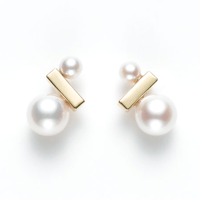 No.33　K18 アコヤ真珠ピアス　5.5㎜‐3.0㎜