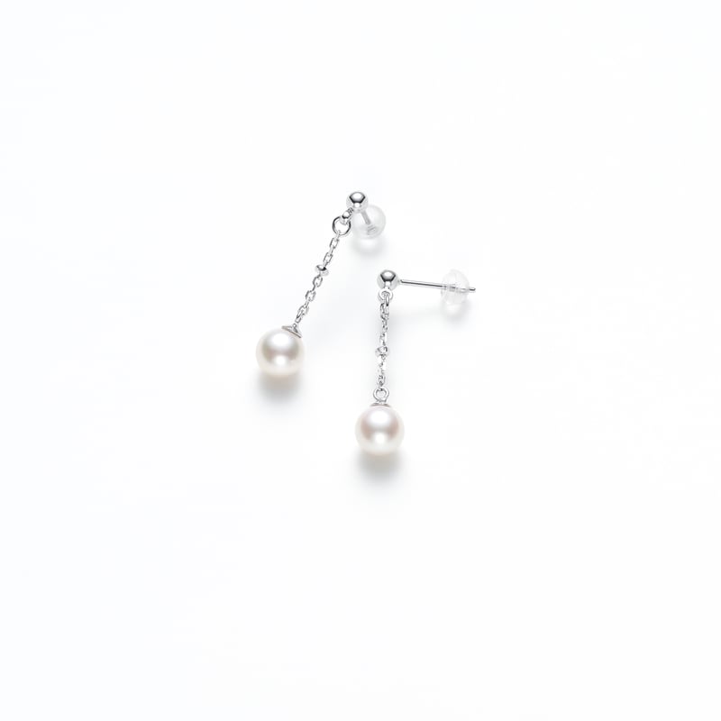 ★セイキ★ あこや真珠ネックレス ピアス14KWG あこや真珠 ピアス 6.0-6.5mm K18 日本製 保証書付 パール パール