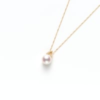 No.77　K18YGアコヤ真珠ペンダント　9.0㎜/D-0.08CT