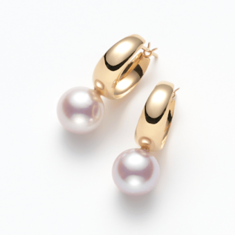 No.40　K18YGアコヤ真珠ピアス　8.5㎜