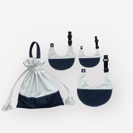 【デニム WHITE】dog bib（M)