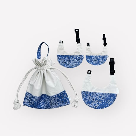 【ペイズリー BLUE】dog bib（S)