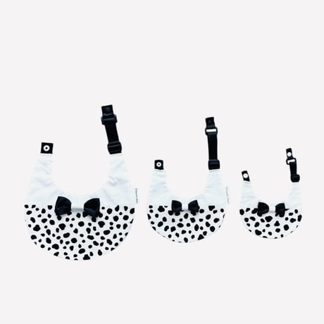【ダルメシアン×リボン WHITE】dog bib（M)