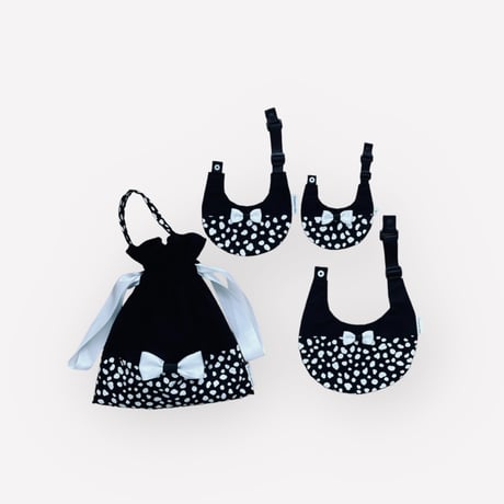 【ダルメシアン×リボン BLACK】dod bib（L)