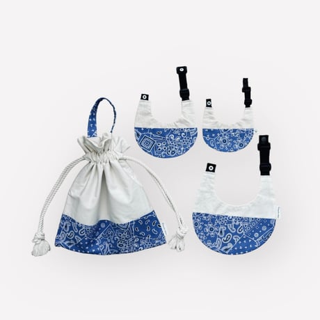 【ペイズリー BLUE】dog bib（M)