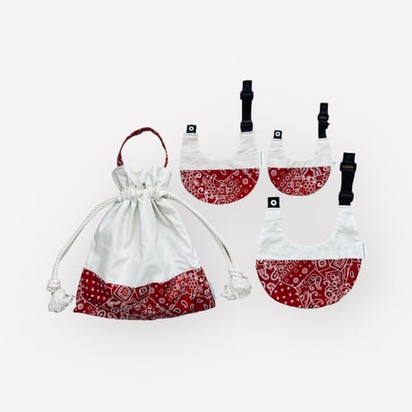 【ペイズリー RED】dog bib（S)