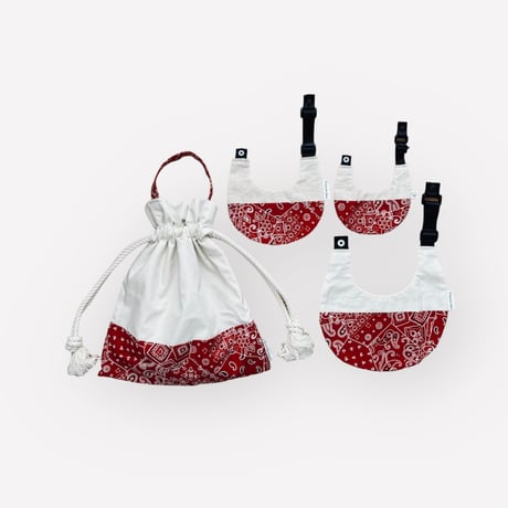 【ペイズリー RED】dog bib（M)