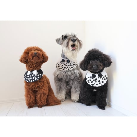 【ダルメシアン×リボン BLACK】dog bib（S)