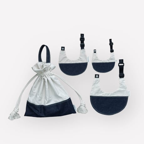 【デニム WHITE】dog bib（L)