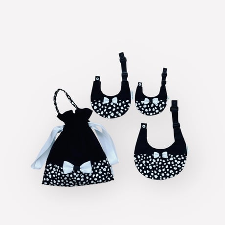 【ダルメシアン×リボン BLACK】dog bib（M)