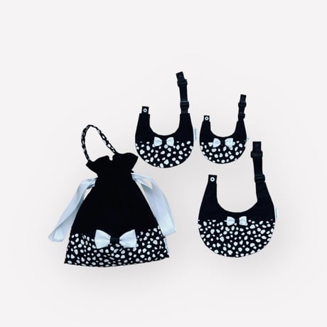 【ダルメシアン×リボン BLACK】dog bib（S)