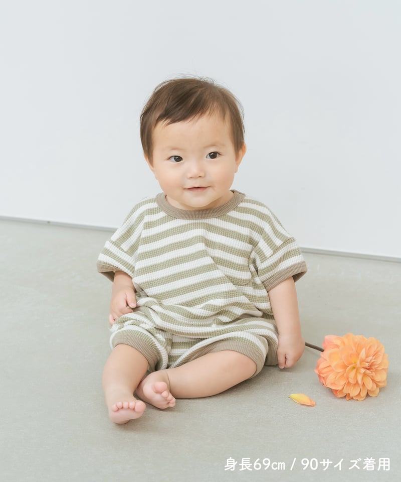 【chocomama】 cccmalieワッフルブルゾン、半袖セット Kids ワッフルセットアップ | Kichi