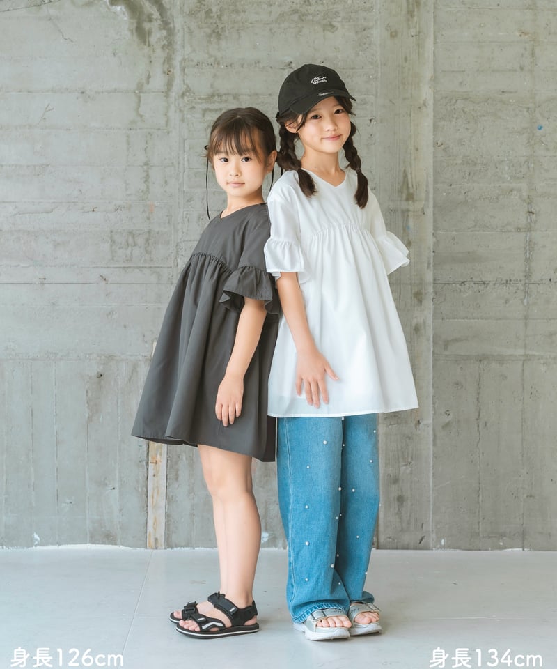 kilig キリグ　キッズフリルワンピース 袖フリルロゴワンピース(90cm ラベンダー): キッズ - ナルミヤ