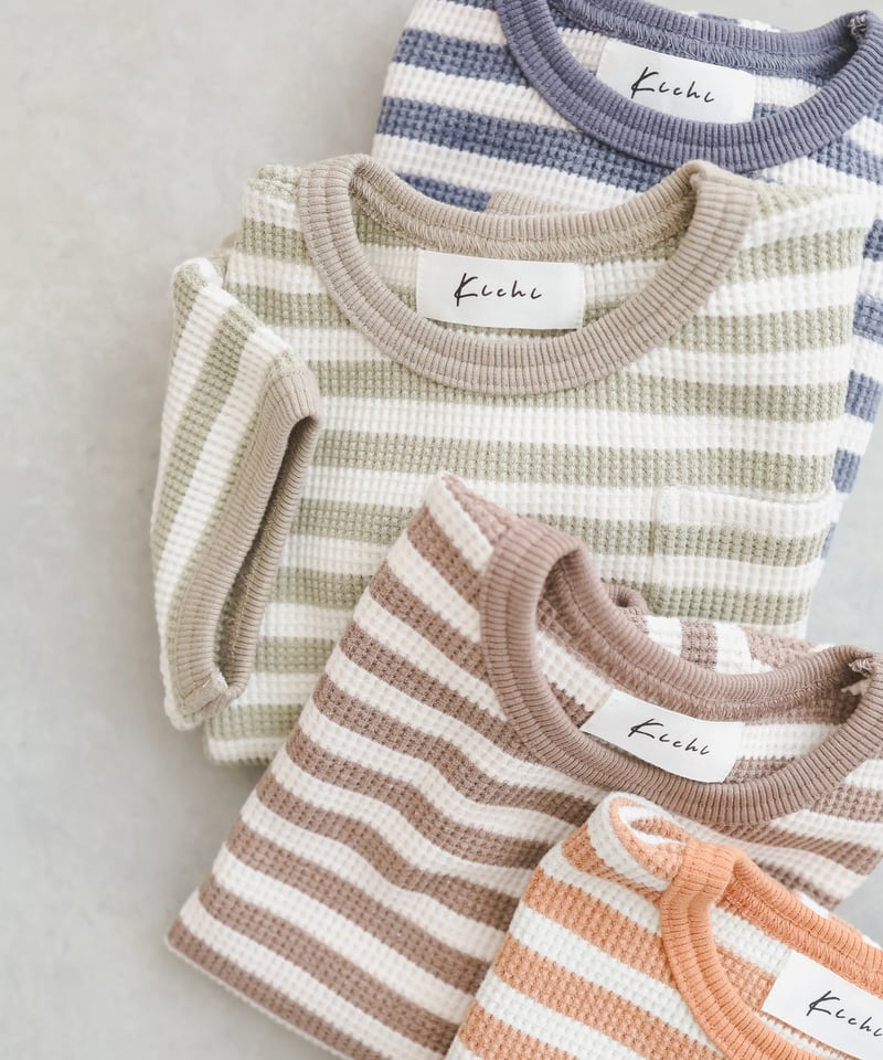 AOC3679＊バイカラーワッフル生地セットアップivM Kids ワッフルセットアップ | Kichi