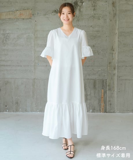 袖フリルワンピース