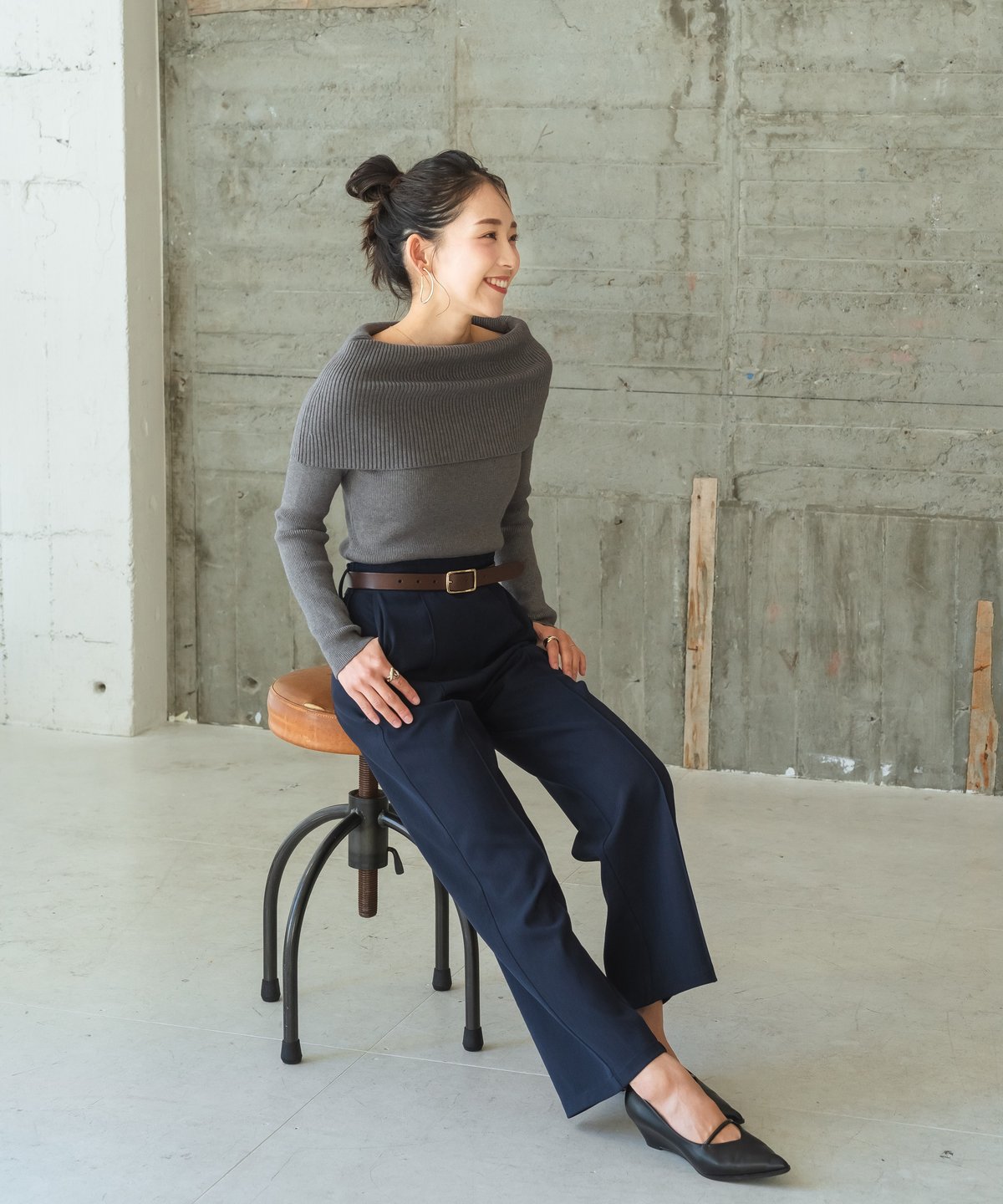 Picone ネイビー ストレートパンツ　今季パンツ STUDIO PICONE｜ワイドストレートパンツ | Rakuten Fashion(楽天