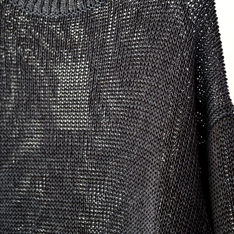 MEIAS / LINEN LOW GAUGE PULL OVER (NAVY) | OVAL