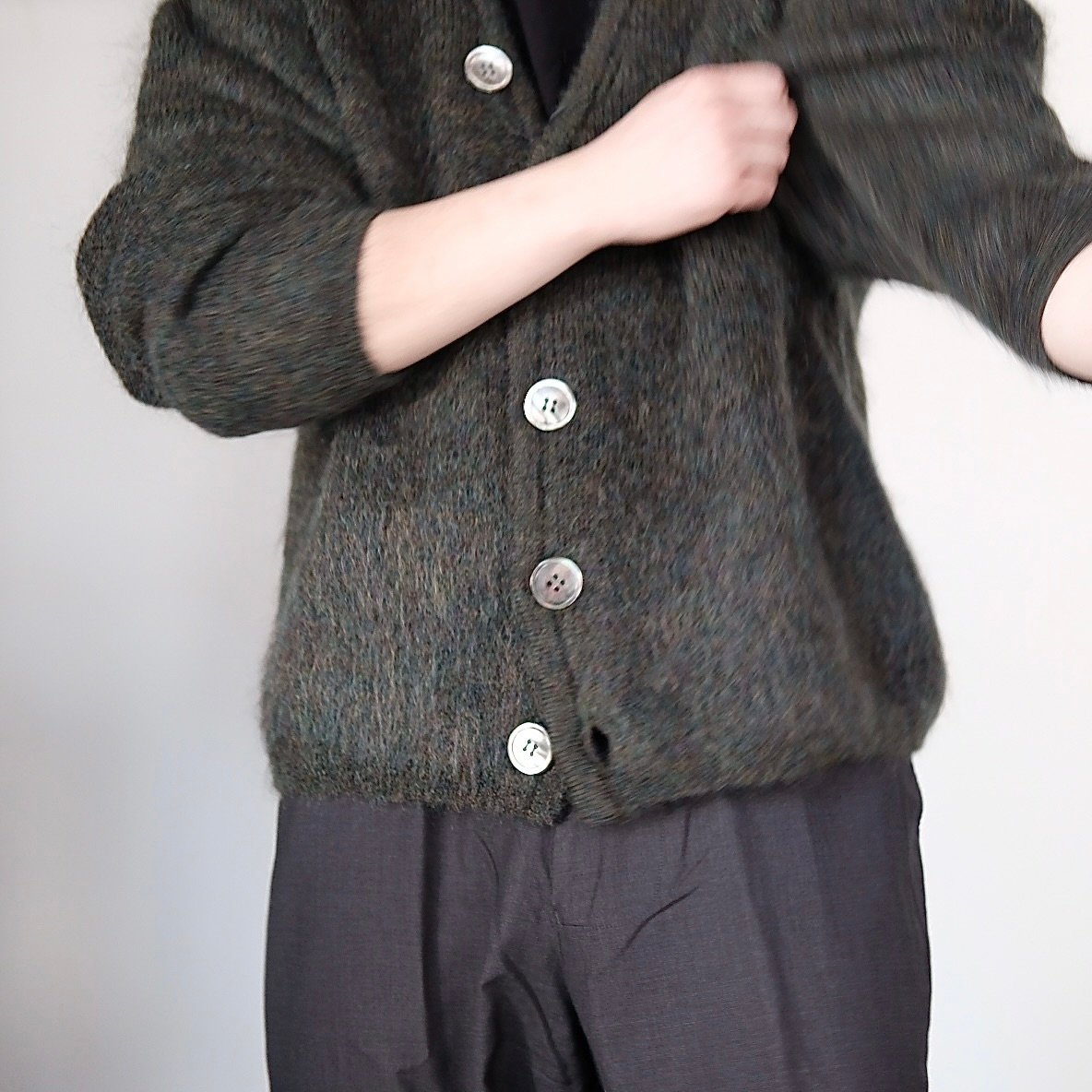 KOOKY ZOO / JUVENILE MOHAIR CARDIGAN(MIX GREEN)