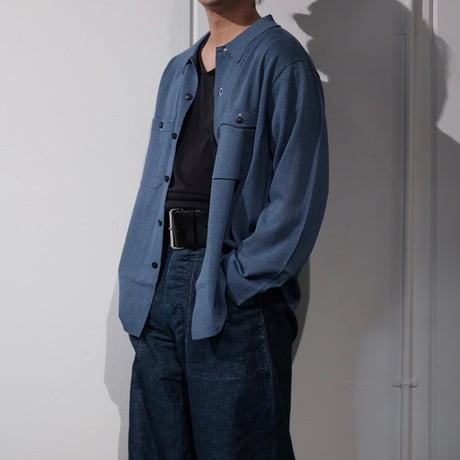 MEIAS / LINEN CHAMBRAY KNIT SHIRT (INDIGO)