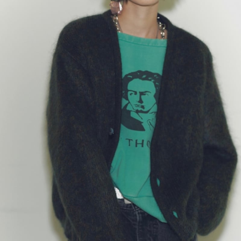 KOOKY ZOO / JUVENILE MOHAIR CARDIGAN(MIX GREEN)
