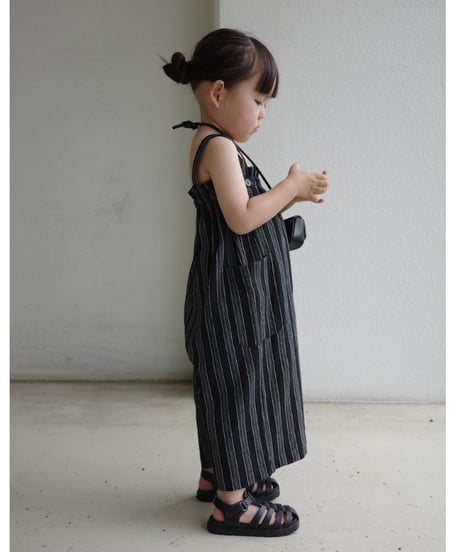 stripe salopette / black