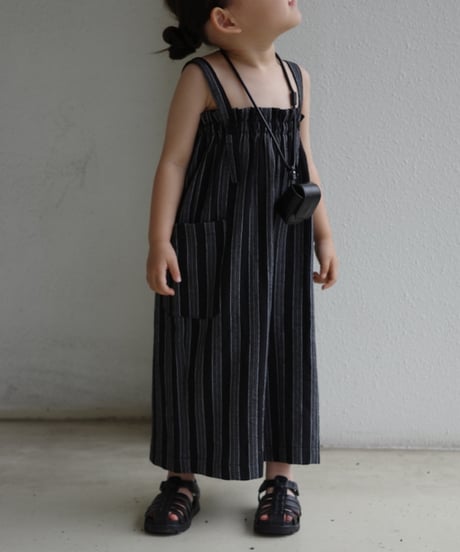 stripe salopette / black