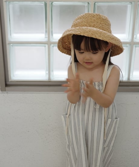 stripe salopette / white