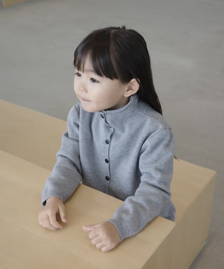 即納　Stand Collar Button Knit / gray