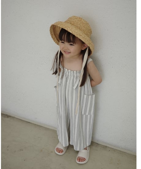 stripe salopette / white
